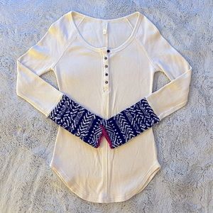White buttoned Free people crafty knit cuff thermal size small petite